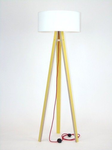 Lampa Podłogowa WANDA 45x140cm - Żółta / Biały Abażur / Czerwony