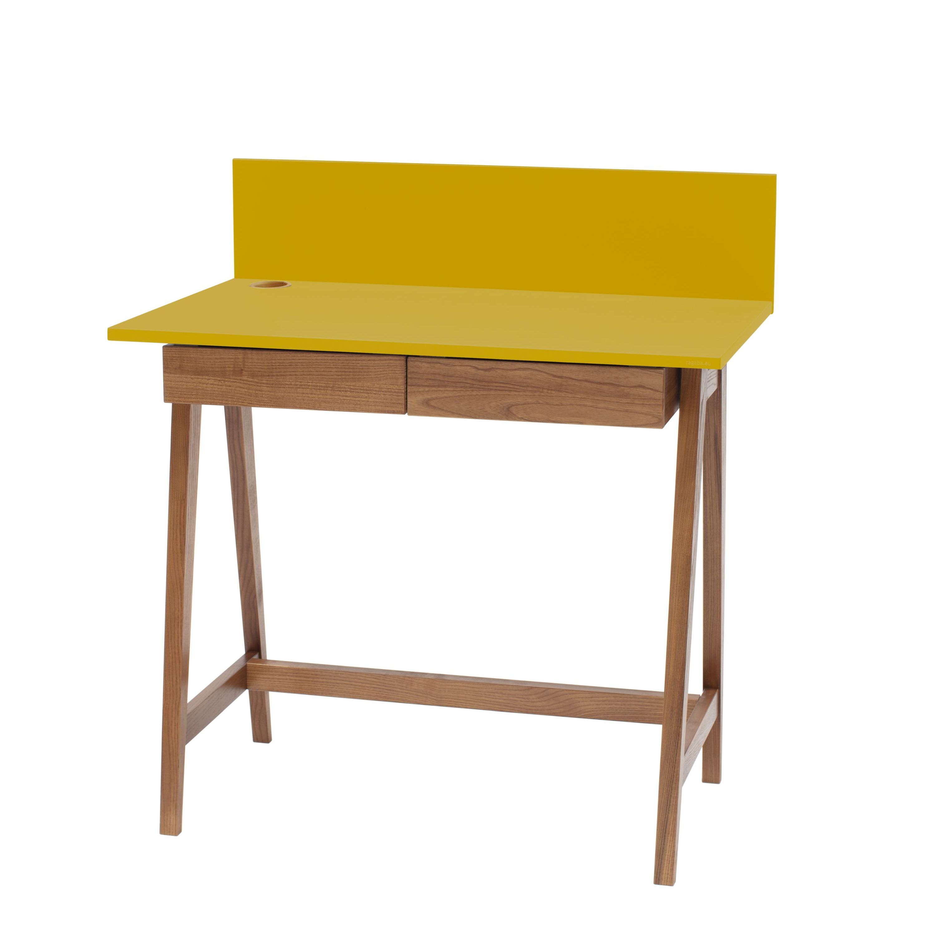 LUKA Bureau 85x50cm avec tiroir Chêne Balai Jaune