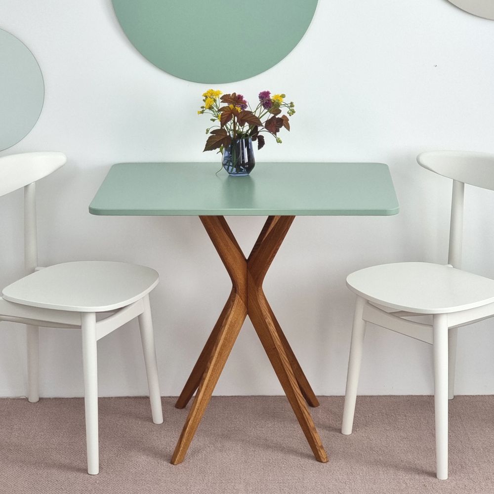Table à manger rectangulaire JUBI 55x80 cm Chêne Vert Sauge