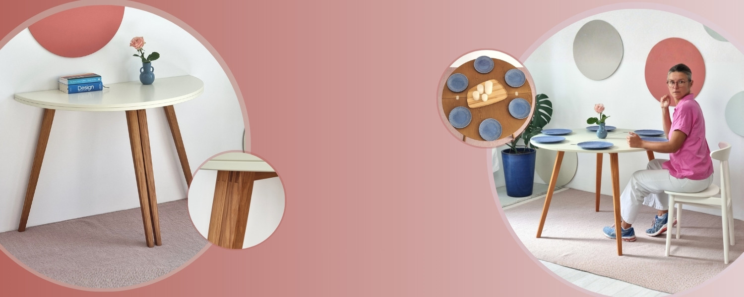 MAWI – stół półokrągły rozkładany do 6 osób