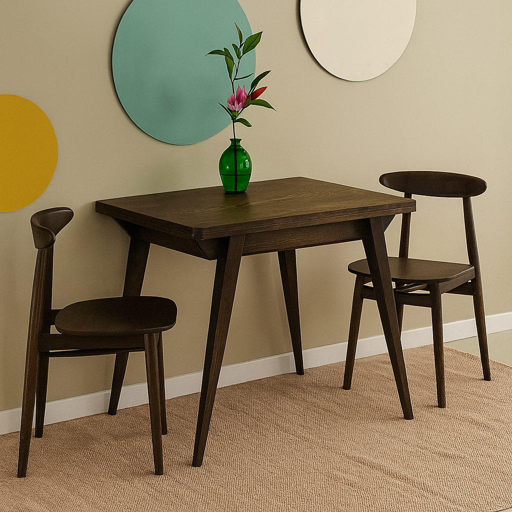 Table à manger extensible pour 4 personnes  noyer