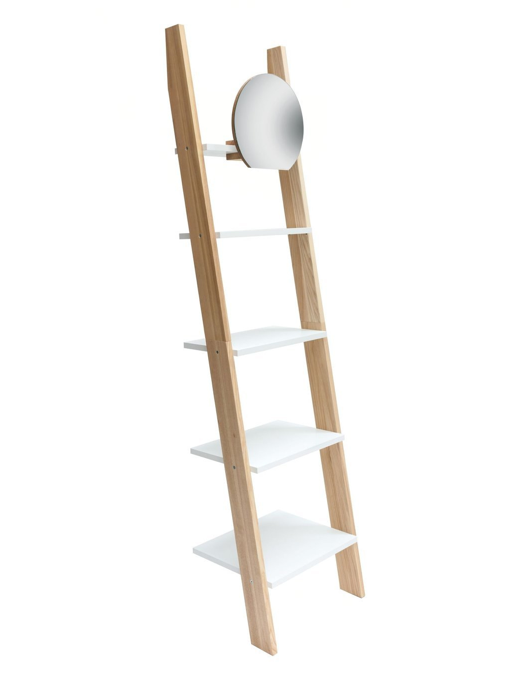 ASHME Ladder Shelf with Mirror 45x35x180cm White Ragaba.pl