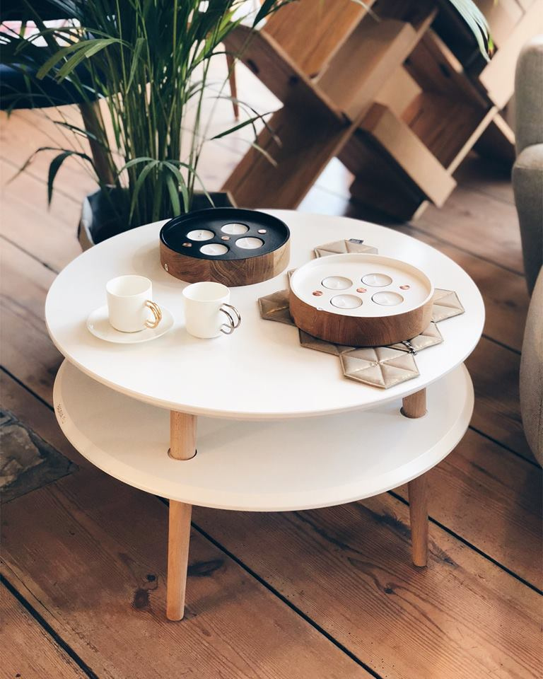 UFO Coffee Table Diam 70cm x Height 35cm Light Grey/White Legs