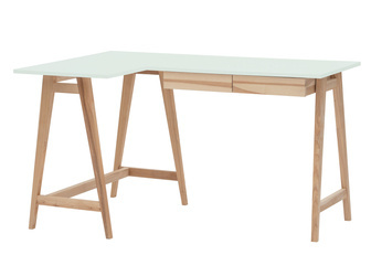 Jesionowe Biurko Narożne LUKA 135cm x 85cm Ulotny Miętowy LEWE