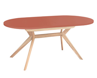 Owalny stół rozkładany Biju Ciemny Koralowy Jesion
