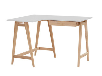 Jesionowe Biurko Narożne LUKA 115cm x 85cm / Jasnoszare LEWE