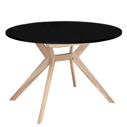 Okrągły rozkładany stół jadalniany 120cm Biju Czarny Jesion