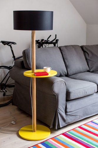 Lampa Podłogowa UFO 45x150cm - Jasnoszara / Biały Abażur