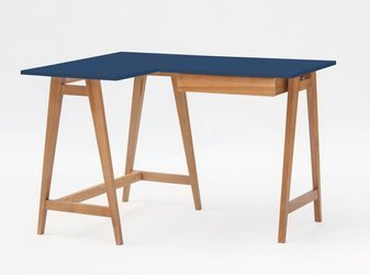 Biurko narożne LUKA 115cm x 85cm / Granatowe Dąb Lewe