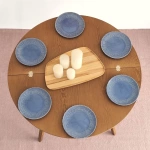 Półksiężycowy rozkładany stół MAWI śr.110cm Biały Jesion