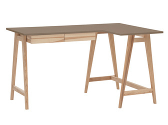 Jesionowe Biurko Narożne LUKA 135cm x 85cm Bobrza Glina Prawe