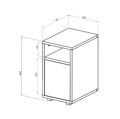 Wąska Szafka Nocna SLIM 30cm x 40cm