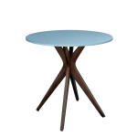 Okrągły Stół Jadalniany JUBI śr. 60cm Delikatny Niebieski | Nogi Orzech