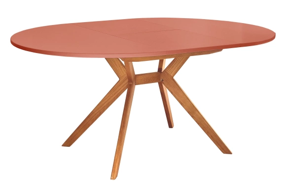 Okrągły rozkładany stół jadalniany 110cm Biju Ciemny Koralowy Dąb