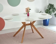 Okrągły rozkładany stół jadalniany 120cm Biju Biały Jesion 