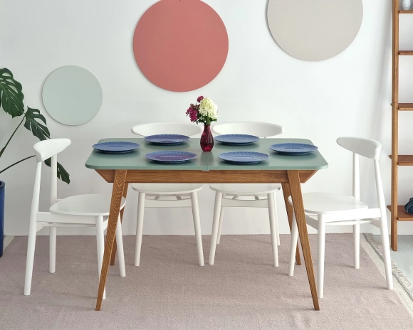 Rozkładany stół jadalniany Envelope BOLD 120x80cm Kawa z Mlekiem, Jesion 