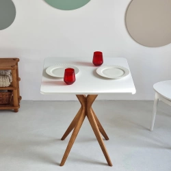 Kwadratowy stół jadalniany JUBI 70cm* 70cm Biały Jesion