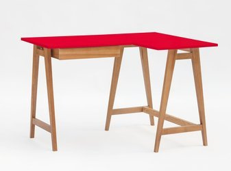 Biurko narożne LUKA 115cm x 85cm / Czerwone Dąb PRAWE