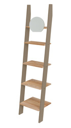 Regał Drabinka ASHME z Lusterkiem 45x35x180cm - Jesionowe Półki/Bobrza Glina