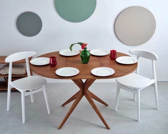 Rozsuwany okrągły stół Jubi 90cm Jesion Czarny