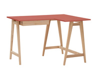 Jesionowe Biurko Narożne LUKA 115cm x 85cm Ciemny Koralowy PRAWE