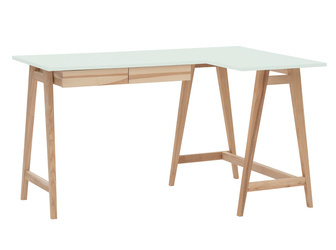Jesionowe Biurko Narożne LUKA 135cm x 85cm Ulotny Miętowy Prawe