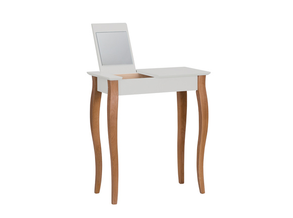 Toaletka LILLO z Lusterkiem - 65x35cm Białe Nogi / Jasnoszara