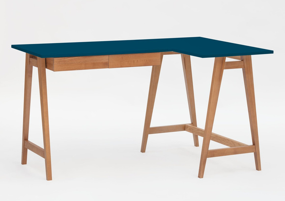 Biurko narożne LUKA 135cm x 85cm / Petrol Blue Dąb PRAWE