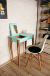 Toaletka LILLO z Lusterkiem - 85x35cm Czarne Nogi / Petrol Blue
