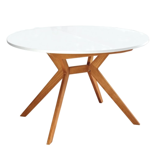 Okrągły rozkładany stół jadalniany 120cm Biju Biały Dąb