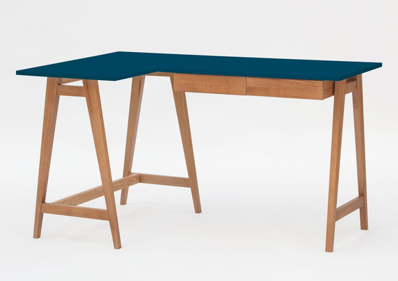 Biurko narożne LUKA 135cm x 85cm / Petrol Blue Dąb LEWE