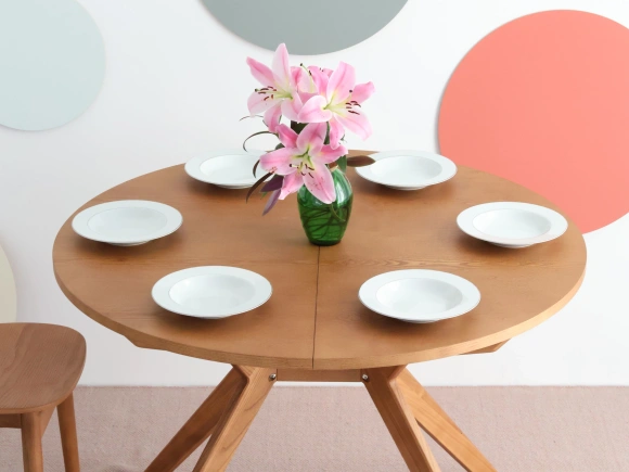 Okrągły rozkładany stół jadalniany 110cm Biju Czarny Jesion