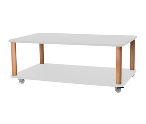 Stolik Kawowy Na Kółkach ASHME 64x105cm Jasnoszary