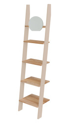 Regał Drabinka ASHME z Lusterkiem 45x35x180cm - Jesionowe Półki/Kawa z Mlekiem