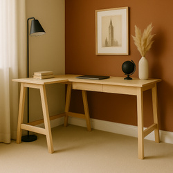 Jesionowe Biurko Narożne LUKA szer. 135cm LEWE