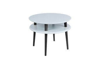Stolik Kawowy UFO śr. 57cm wys. 45cm - Jasnoszary / Czarne nogi