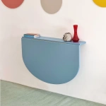 Półowalny Stół Ścienny Opadający KLAPP 75x100cm Kawa z Mlekiem Dąb