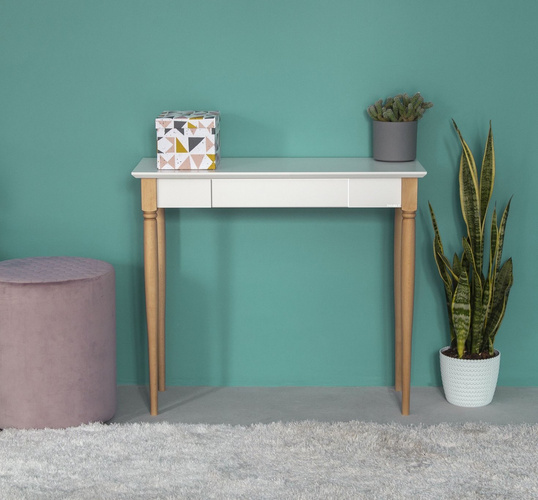 Biurko z szufladą MAMO 85x40cm - Białe nogi  / Czerwony