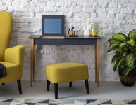 Toaletka MIMO z Lusterkiem - 65x35cm Czarne Nogi / Petrol Blue