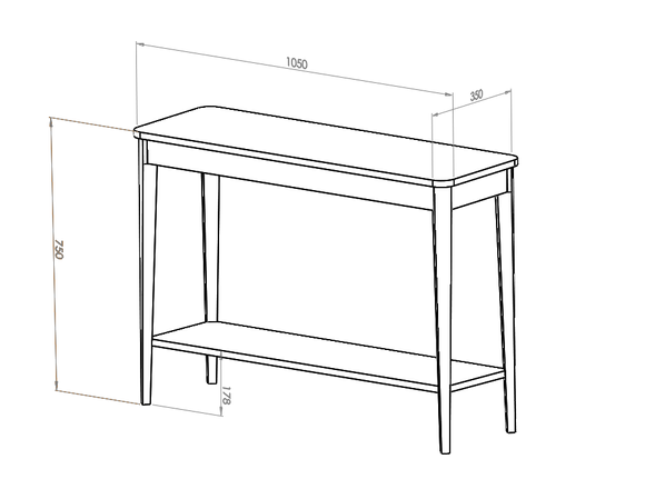 Konsola Jesionowa ASHME 105x35cm - Ciemnoszara