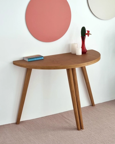 Półksiężycowy rozkładany stół MAWI śr.120cm Biały Jesion