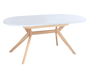 Owalny stół rozkładany Biju Biały Jesion