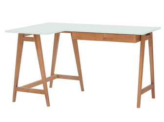 Biurko narożne LUKA 135cm x 85cm Ulotny Miętowy Dąb Lewe