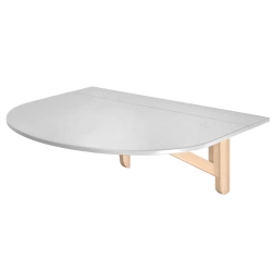 Półowalny Stół Ścienny Opadający KLAPP 75x100cm Jasnoszary Jesion