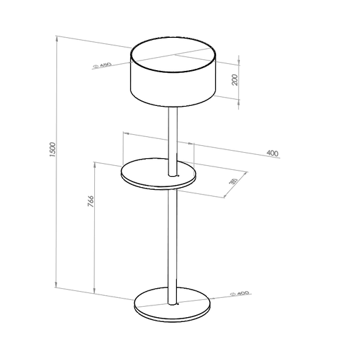 Lampa Podłogowa UFO 45x150cm Granatowy / Czarny Abażur