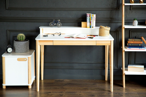 Biurko ASHME Jesionowe 110x56x75cm - Granatowe