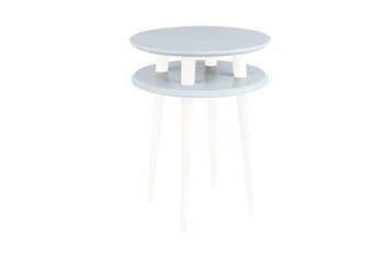 Stolik Kawowy UFO śr. 45cm wys. 61cm - Jasnoszary / Białe Nogi