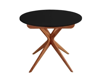 Rozsuwany Okrągły Stół JUBI 90cm Czarny Nogi Dąb