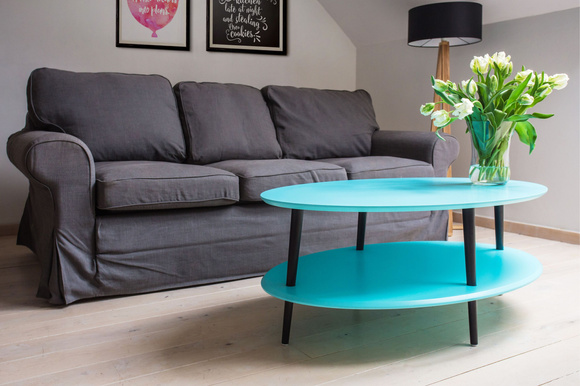 Stolik Kawowy OVO LOW 110x70cm - Turkus | Czarne Nogi