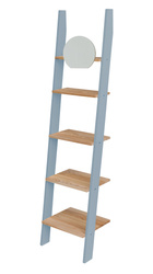 Regał Drabinka ASHME z Lusterkiem 45x35x180cm - Jesionowe Półki/Delikatny Niebieski